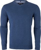 MARVELIS heren trui katoen - V-hals - jeans blauw melange - Maat: M