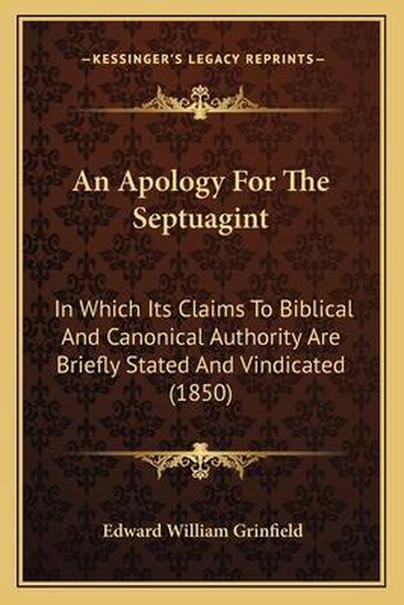 An Apology For The Septuagint van Edward William Grinfield