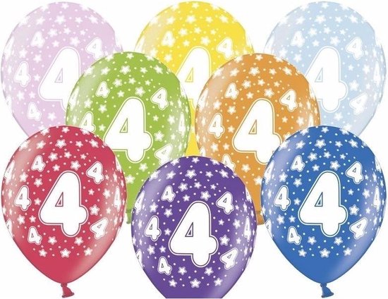 Ballon d'anniversaire de garçon de 4 ans, Décorations d'anniversaire bleues  de 4 ans, Ballons d'anniversaire numéro 4, latex