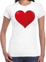 Hart cadeau t-shirt wit voor dames L