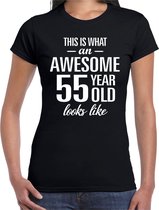 Awesome 55 year - geweldig 55 jaar cadeau t-shirt zwart dames -  Verjaardag cadeau M