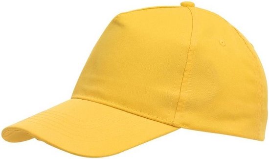 Gele baseballcap 5-panel voor volwassenen met klittenbandsluiting