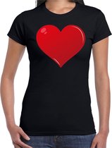 Hart cadeau t-shirt zwart voor dames M