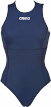 Dames Solid Waterpolo One Piece Navy - Wit