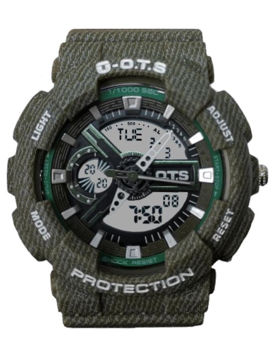 Royaal Sporthorloge, schokbestendig, Digitaal mechanisch & shock proof OTS-8091G Leger Soldaat Camo