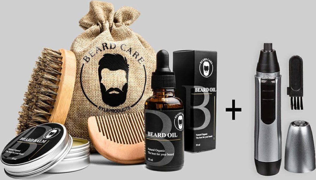 Baardverzorging set + Neustrimmer - Baard Set - Baardolie - BaardBalsem - Baardkam - Baardborstel