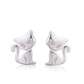 Zilveren kinder oorbellen met kat | poezen oorbellen | zilver 925 | oorknopjes | meisjes oorbellen | oorbellen dames | cadeau voor vrouw | cadeau voor meisje | cadeau voor meisje |