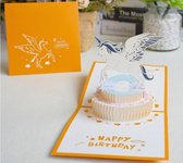 Kaart eenhoorn Geel - verjaardagskaart - Wenskaart- 3D kaart- unicorn
