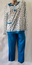 Dames pyjama set met bloemenprint M 36 wit/blauw