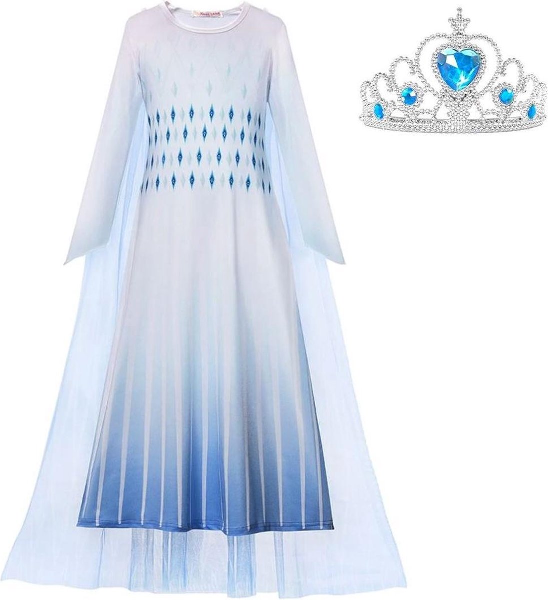 Elsa jurk Sneeuw Koningin wit Basic 116-122 (130) - La Señorita