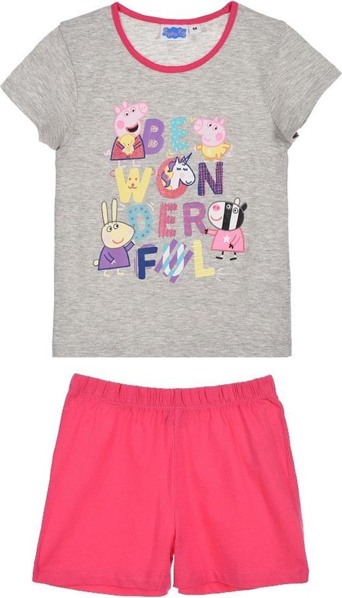 Peppa Pig pyjama korte mouw - grijs - roos - maat 116 / 6 jaar