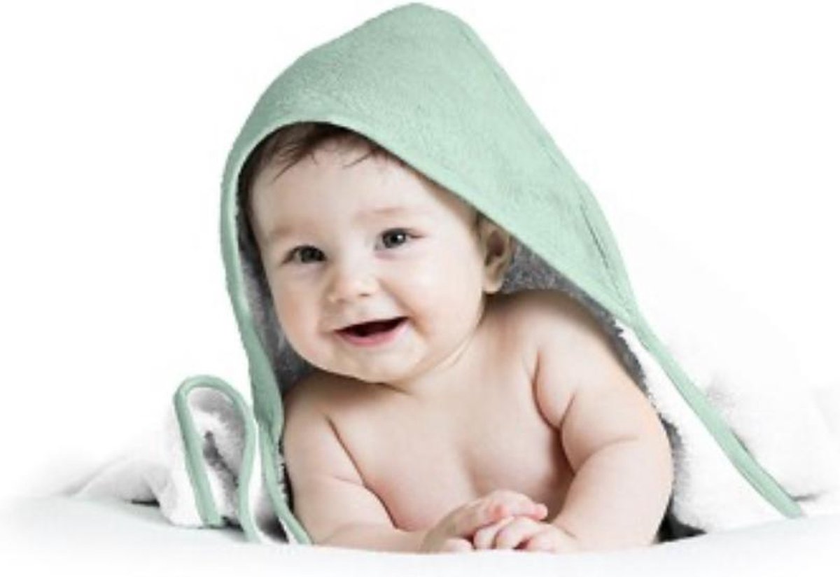 Baby Badcape 100% Katoen | Baby Bathcape Unisex – 75 x 75 Groen | bol.com