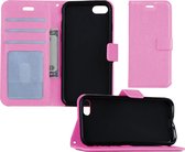 Hoes voor iPhone SE 2020 Hoesje Wallet Case Bookcase Hoes Lederen Look - Licht Roze