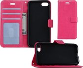 Hoes voor iPhone SE 2020 Hoesje Wallet Case Bookcase Hoes Lederen Look - Donker Roze