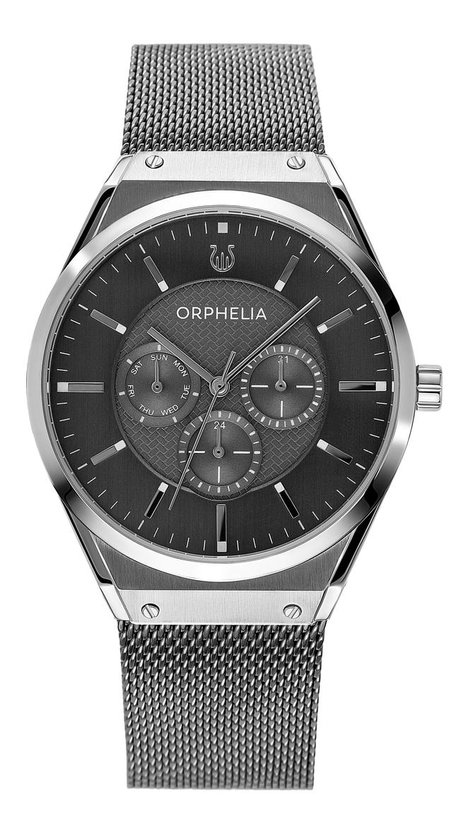 ORPHELIA Mens Multi Dial Watch Saffiano Stainless steel Grey