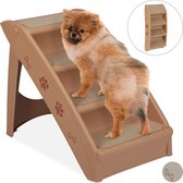 Relaxdays voiture escalier chien - pliable - marchepied pour chien - 4 marches - escalier chien beige