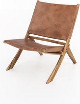 Loungestoel leer bruin 60x65 cm – Cognackleur – Vintage Look