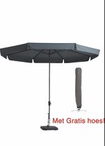 Parasol Rond 350 cm Grijs met hoes! Topkwaliteit ronde parasol van Madison Syros