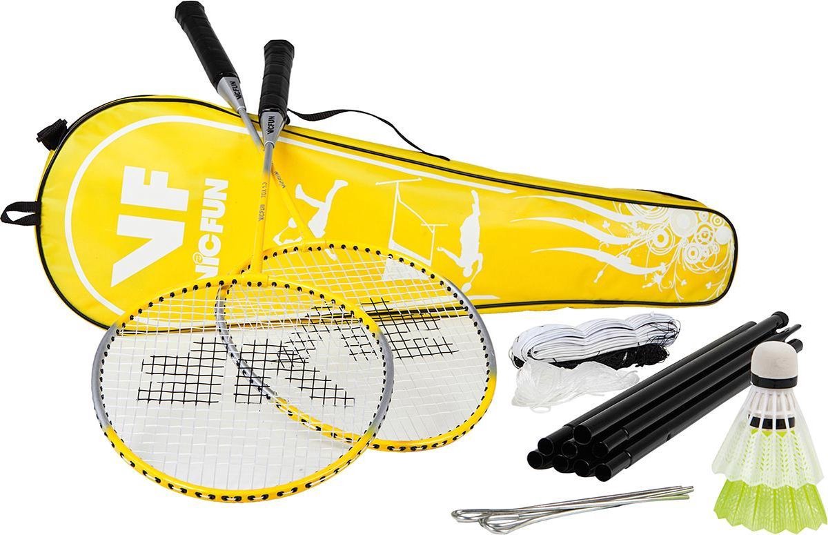 VICTOR badmintonset HOBBY A | 2 rackets, 2 nylonshuttles, net, haringen, scheerlijnen en tas