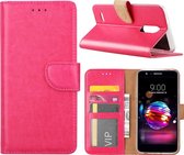 Bookcase Geschikt voor: LG K11 2018 - Roze - portemonee hoesje
