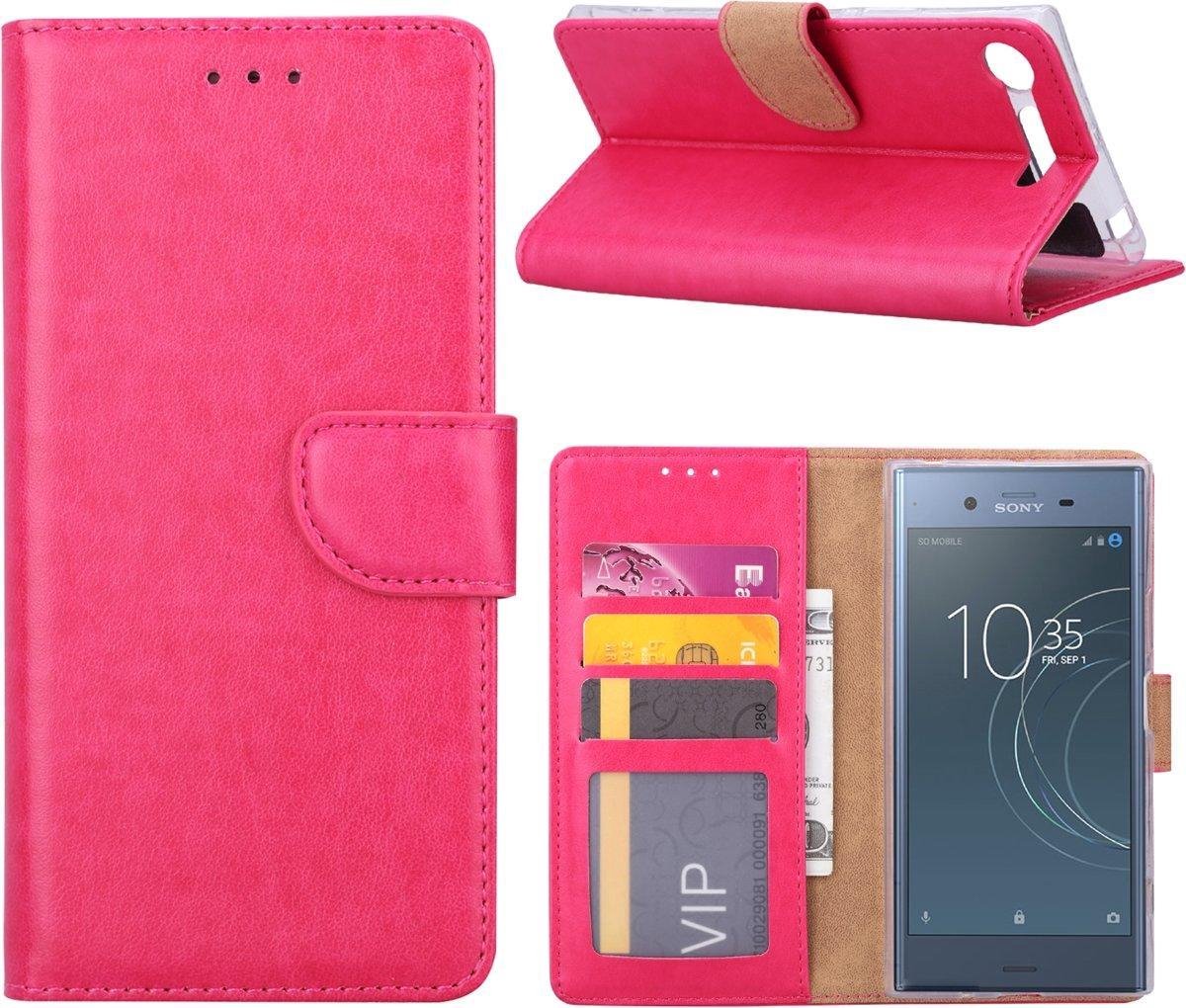 Bookcase Geschikt voor: Sony Xperia XZ1 - Roze - portemonee hoesje
