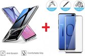 2-In-1 Screenprotector Bescherming Protector Set Geschikt Voor Samsung Galaxy S10  - Full Cover 3D Edge Tempered Glass Screen Protector Met Siliconen Back Cover Case - Transparant