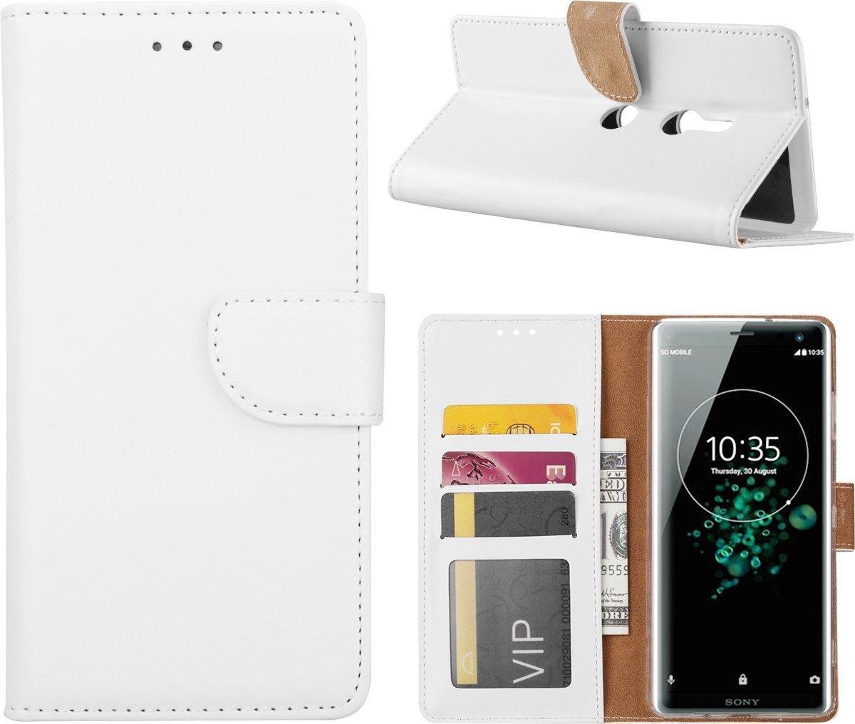 Bookcase Geschikt voor: Sony Xperia XZ3 - Wit - portemonee hoesje