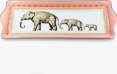 Yvonne Ellen porseleinen cakeschaal met olifanten - zalmroze - serveerschaal - rechthoekig schaal - olifant - caketray