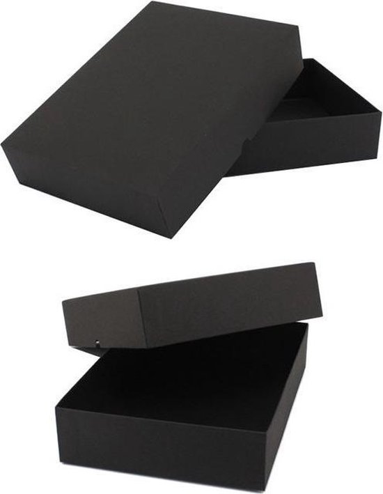 Luxe geschenkdoos met deksel ZWART, 26x26x4,1cm (5 stuks) | bol.com