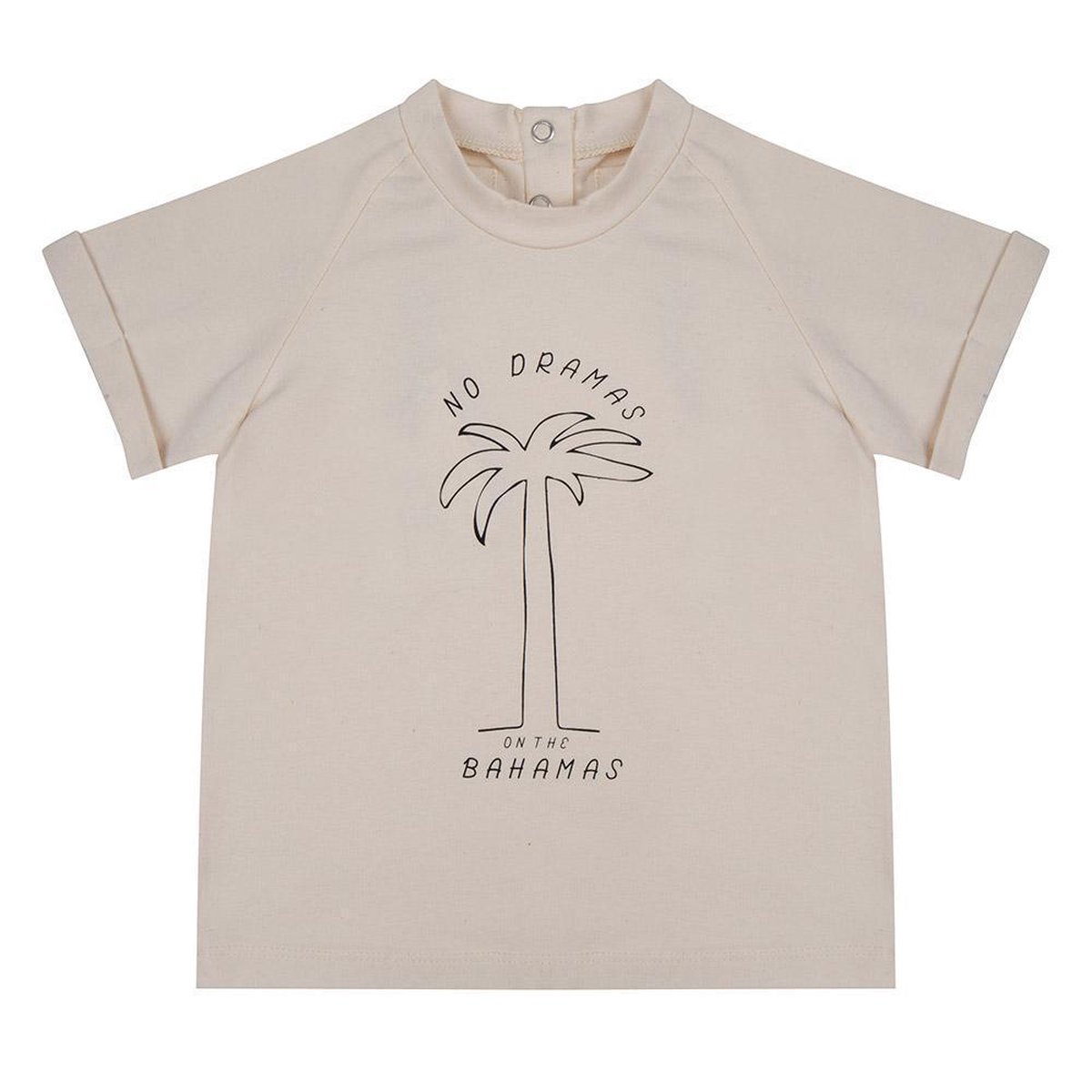 Little Indian Shirt No Dramas on the Bahamas - Ecru - Korte Mouwen - Unisex - Maat: 3-4 jaar