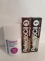 RefectoCil 2 Stuks Nr.1 Zwart + Nr.3 Natuurbruin + 100ml Crème Oxidant