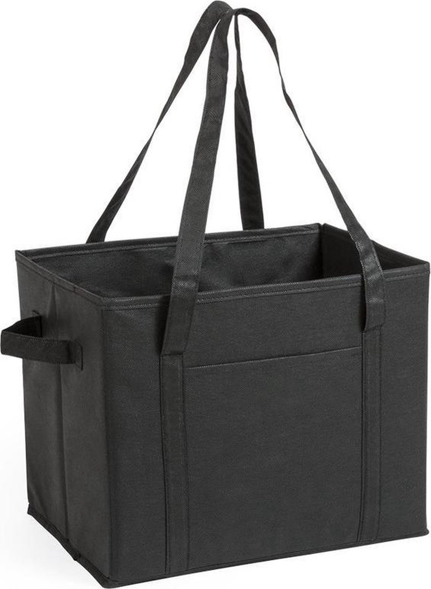 2x stuks auto kofferbak/kasten organizer tassen zwart vouwbaar 34 x 28 x 25 cm - Vouwbaar - Auto opberg accessoires