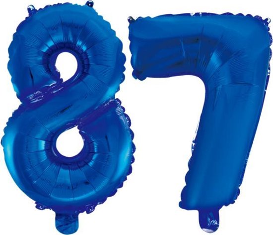 Folieballon 87 jaar blauw 41cm