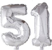 Folieballon 51 jaar zilver 41cm