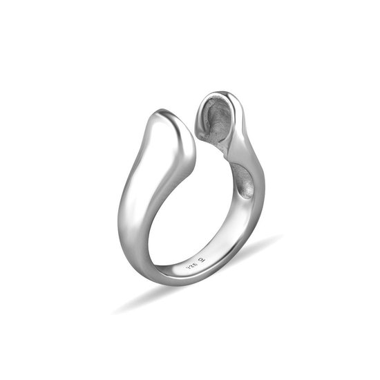 Quiges - 925 Zilver Eligo Ring  Geknepen voor verwisselbaar 10 mm Bolletje - Maat 18 - NER01218