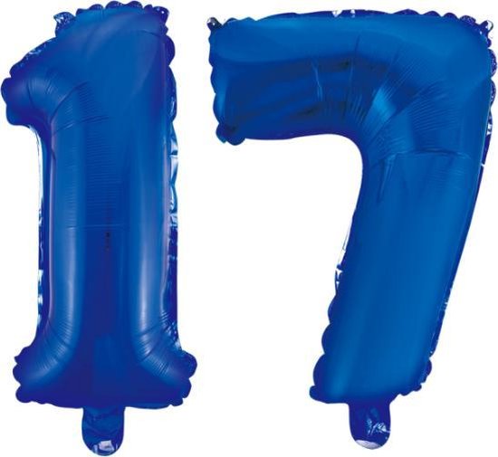 Folieballon 17 jaar blauw 86cm