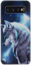 ADEL Siliconen Back Cover Softcase Hoesje Geschikt voor Samsung Galaxy S10 - Wolf Blauw