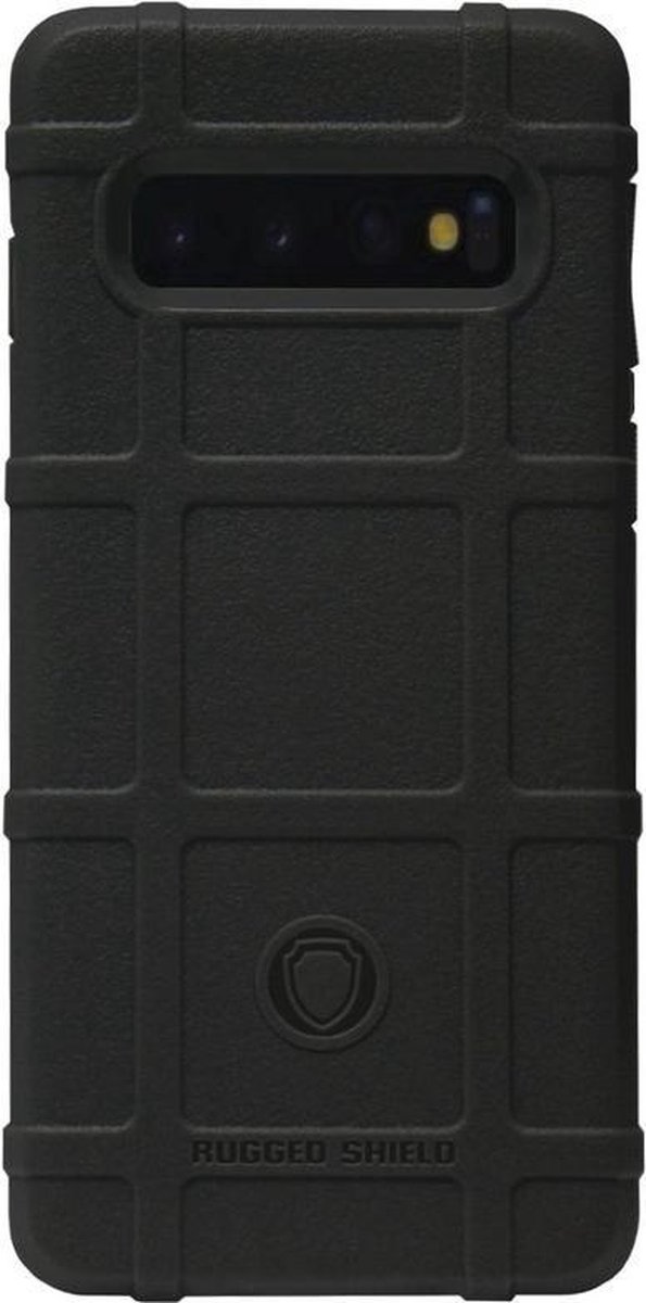 RUGGED SHIELD Rubber Bumper Case Hoesje Geschikt voor Samsung Galaxy S10 Plus - Zwart