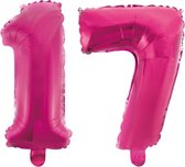 Folieballon 17 jaar roze 86cm