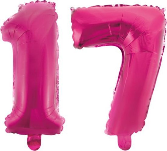 Folieballon 17 jaar roze 86cm