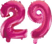 Folieballon 29 jaar roze 86cm