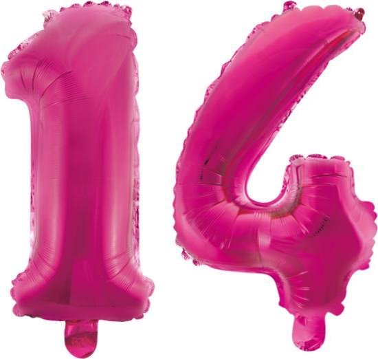 Folieballon 14 jaar roze 41cm