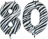 Folieballon 80 jaar zebra 86cm