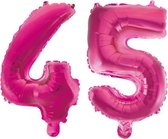 Folieballon 45 jaar roze 86cm