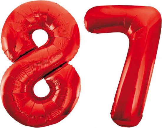 Folieballon 87 jaar rood 86cm