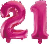 Folieballon 21 jaar roze 41cm