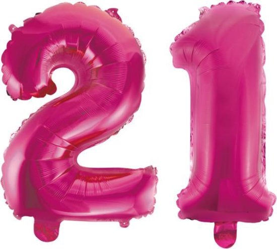 Folieballon 21 jaar roze 41cm