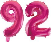 Folieballon 92 jaar roze 41cm