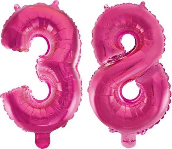 Folieballon 38 jaar roze 41cm