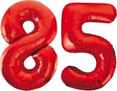 Folieballon 85 jaar rood 86cm